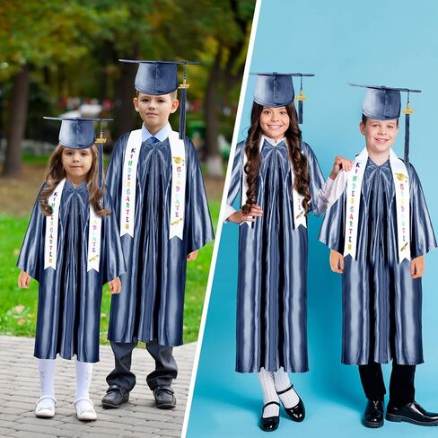 Foaincore 2024 Year Preschool and Kindergarten Graduation Gown Cap Tassel Set with 2024 Charm Printed Stole for Kid Grad Gift in Kuwait