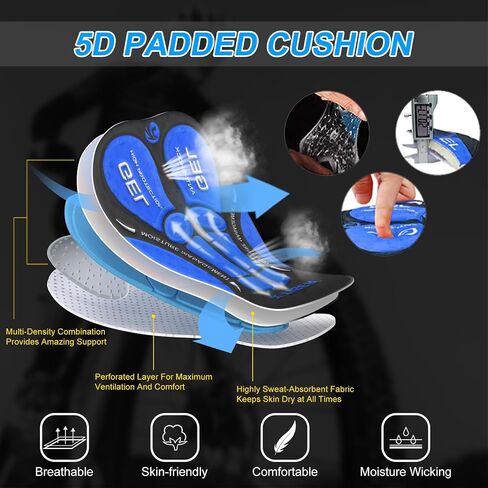 X-TIGER ملابس داخلية لركوب الدراجات للرجال شورت ركوب الدراجات الجبلية مبطن 5D مع ساق مضادة للانزلاق، شورت بطانة للدراجة in Kuwait