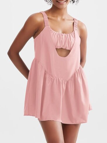 Sexyasasii Women Tennis Dress with Built in Shorts and Bra Sleeveless Casual Backless Golf Dress Athletic Dress with Pockets in Saudi Arabia