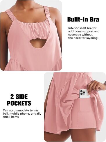 Sexyasasii Women Tennis Dress with Built in Shorts and Bra Sleeveless Casual Backless Golf Dress Athletic Dress with Pockets in Saudi Arabia