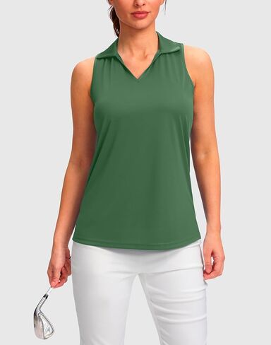 SANTINY Womens Sleeveless Golf Shirt Racerback V Neck Tank Tops Quick Dry Tennis Collared Polo Shirts for Women in Saudi Arabia