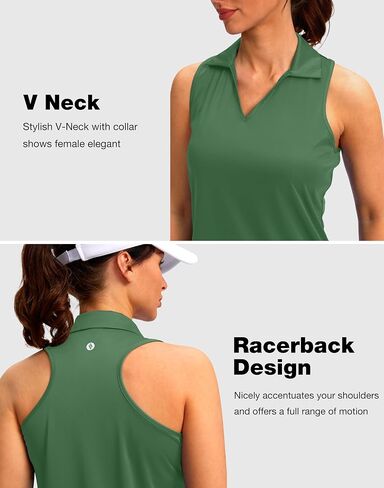 SANTINY Womens Sleeveless Golf Shirt Racerback V Neck Tank Tops Quick Dry Tennis Collared Polo Shirts for Women in Saudi Arabia