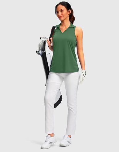 SANTINY Womens Sleeveless Golf Shirt Racerback V Neck Tank Tops Quick Dry Tennis Collared Polo Shirts for Women in Saudi Arabia