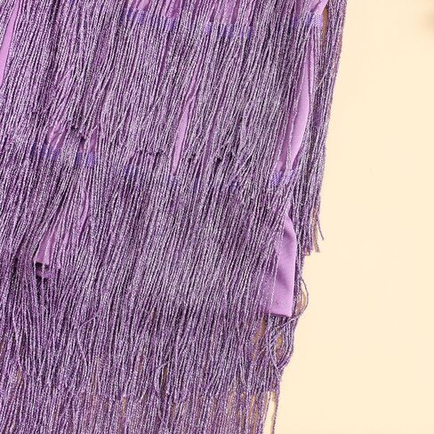 Little Kids Girls Sparkly Tassels Dress Sleeveless Square Neck Sequin Fringe Layer Zip Back Summer Party Latin Dresses in Saudi Arabia