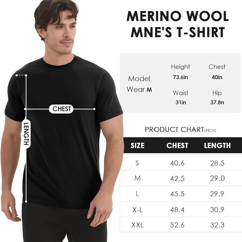 تي شيرت رجالي من صوف ميرينو من METARINO بأكمام قصيرة تي شيرت رياضي خفيف الوزن بطبقة أساسية للجري والتمرين in Kuwait