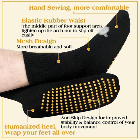 Sureio 50 Pairs Men Non Slip Sticky Socks with Gripper Crew Non Slip Socks for Men Anti Skid Pilates, Barre, Fitness Hospital Slipper Socks Bulk in Saudi Arabia