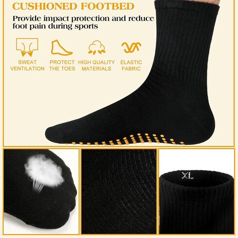 Sureio 50 Pairs Men Non Slip Sticky Socks with Gripper Crew Non Slip Socks for Men Anti Skid Pilates, Barre, Fitness Hospital Slipper Socks Bulk in Saudi Arabia