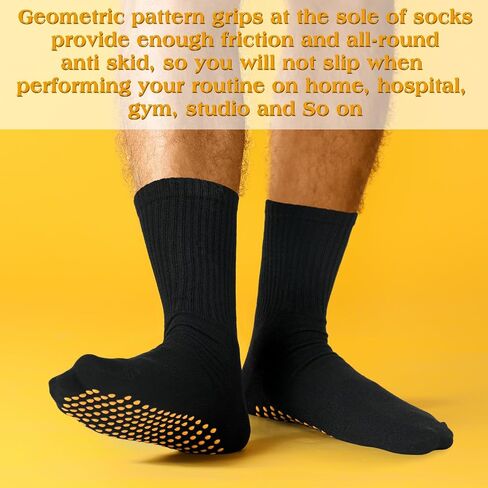 Sureio 50 Pairs Men Non Slip Sticky Socks with Gripper Crew Non Slip Socks for Men Anti Skid Pilates, Barre, Fitness Hospital Slipper Socks Bulk in Saudi Arabia