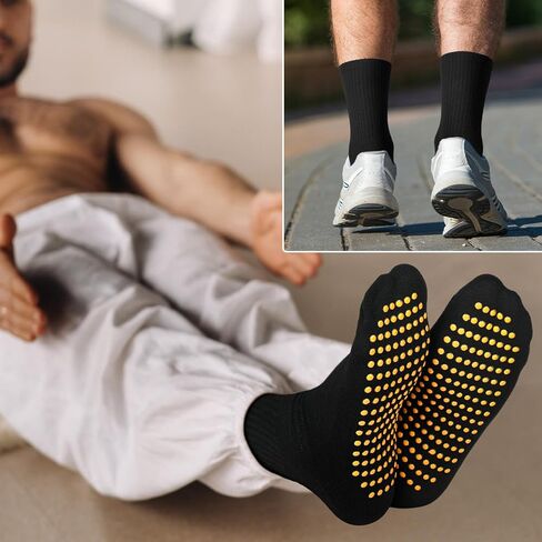 Sureio 50 Pairs Men Non Slip Sticky Socks with Gripper Crew Non Slip Socks for Men Anti Skid Pilates, Barre, Fitness Hospital Slipper Socks Bulk in Saudi Arabia