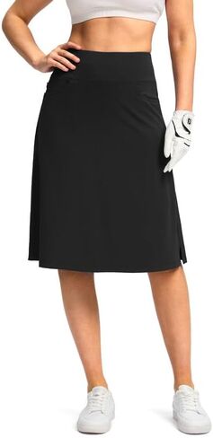 Viodia 25 بوصة طول الركبة تنانير Skorts للنساء مع جيوب بسحاب قابلة للتمدد متواضعة Aline Midi Skort للسفر الصيفي غير الرسمي in Kuwait