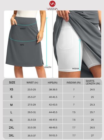 Viodia 25 بوصة طول الركبة تنانير Skorts للنساء مع جيوب بسحاب قابلة للتمدد متواضعة Aline Midi Skort للسفر الصيفي غير الرسمي in Kuwait