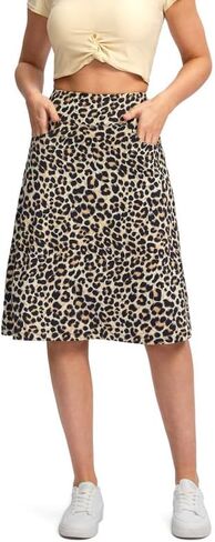Viodia 25 بوصة طول الركبة تنانير Skorts للنساء مع جيوب بسحاب قابلة للتمدد متواضعة Aline Midi Skort للسفر الصيفي غير الرسمي in Kuwait