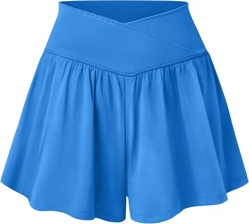 YEOREO Women Flowy Athletic Shorts 3.6" Workout Tennis Skorts Golf Skirts with Pocket for Running Gym in Saudi Arabia