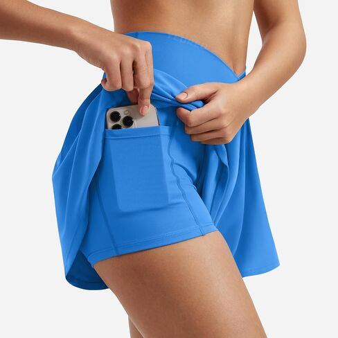 YEOREO Women Flowy Athletic Shorts 3.6" Workout Tennis Skorts Golf Skirts with Pocket for Running Gym in Saudi Arabia