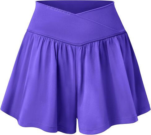 YEOREO Women Flowy Athletic Shorts 3.6" Workout Tennis Skorts Golf Skirts with Pocket for Running Gym in Kuwait