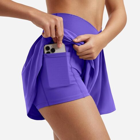 YEOREO Women Flowy Athletic Shorts 3.6" Workout Tennis Skorts Golf Skirts with Pocket for Running Gym in Kuwait