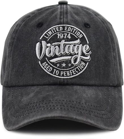 50th 60th 70th 80th 90th هدايا عيد الميلاد للنساء والرجال، قابل للتعديل التطريز القطن 1974 1964 1954 1944 1934 قبعة in Kuwait