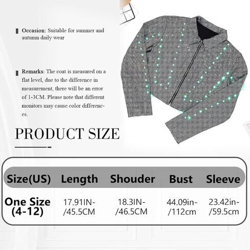 Edary Women's Light up Sequin Cropped Jacket LED Sparkly Long Sleeve Jacket Coats Night Club Glowing Jacket Costume in Saudi Arabia