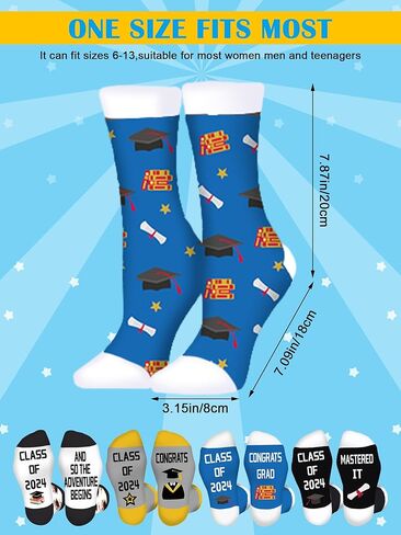 Sintege 28 زوجًا من جوارب التخرج فئة 2024 جوارب الطاقم هدايا التخرج المبتكرة لطلاب الكلية وزملاء الدراسة والأصدقاء في حفل موسم التخرج in Kuwait