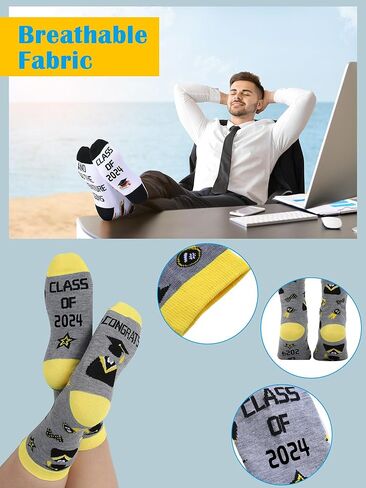 Sintege 28 زوجًا من جوارب التخرج فئة 2024 جوارب الطاقم هدايا التخرج المبتكرة لطلاب الكلية وزملاء الدراسة والأصدقاء في حفل موسم التخرج in Kuwait