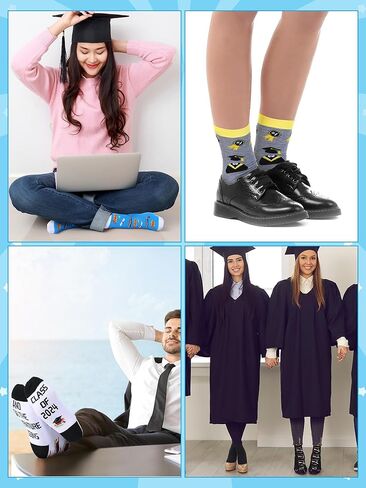 Sintege 28 زوجًا من جوارب التخرج فئة 2024 جوارب الطاقم هدايا التخرج المبتكرة لطلاب الكلية وزملاء الدراسة والأصدقاء في حفل موسم التخرج in Kuwait