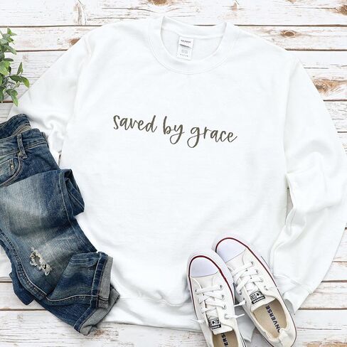 الحب في الإيمان | سترة مطرزة من Save By Grace | قمصان كريستيان بياقة مستديرة | الملابس المبنية على الإيمان | الهدايا المسيحية in Saudi Arabia