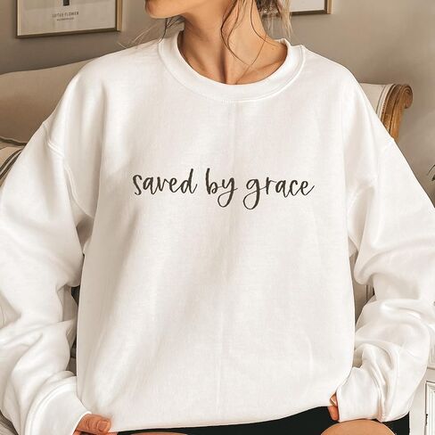 الحب في الإيمان | سترة مطرزة من Save By Grace | قمصان كريستيان بياقة مستديرة | الملابس المبنية على الإيمان | الهدايا المسيحية in Saudi Arabia