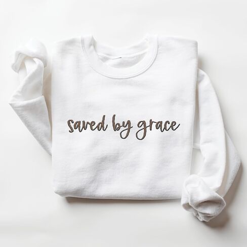 الحب في الإيمان | سترة مطرزة من Save By Grace | قمصان كريستيان بياقة مستديرة | الملابس المبنية على الإيمان | الهدايا المسيحية in Saudi Arabia