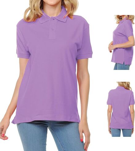 Women's Adult Unisex 100% Cotton Classic Fit Polo Shirt Short Sleeve for Daily Work School Uniform in Kuwait