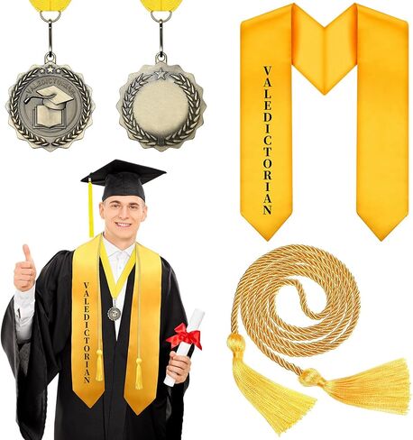 مجموعة 3 قطع من مجموعة سرق التخرج تتضمن 2024 ميدالية التخرج وحبال شرف ذهبية لطلاب التخرج in Kuwait