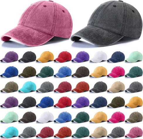 Yahenda 50 Pcs Vintage Washed Baseball Caps Bulk Baseball Caps Unisex Trucker Dads Hat Adjustable Distressed Baseball Hat for Men Women Multicolor in Saudi Arabia