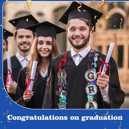 فئة 2024 Grad Leis المكسيكي التخرج Leis، شريط مزدوج Leis مضفر قلادة Leis للمدرسة الثانوية كلية هدية التخرج اكسسوارات الحفلات in Kuwait