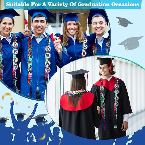 فئة 2024 Grad Leis المكسيكي التخرج Leis، شريط مزدوج Leis مضفر قلادة Leis للمدرسة الثانوية كلية هدية التخرج اكسسوارات الحفلات in Kuwait