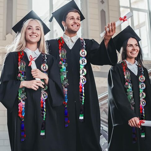 فئة 2024 Grad Leis المكسيكي التخرج Leis، شريط مزدوج Leis مضفر قلادة Leis للمدرسة الثانوية كلية هدية التخرج اكسسوارات الحفلات in Kuwait