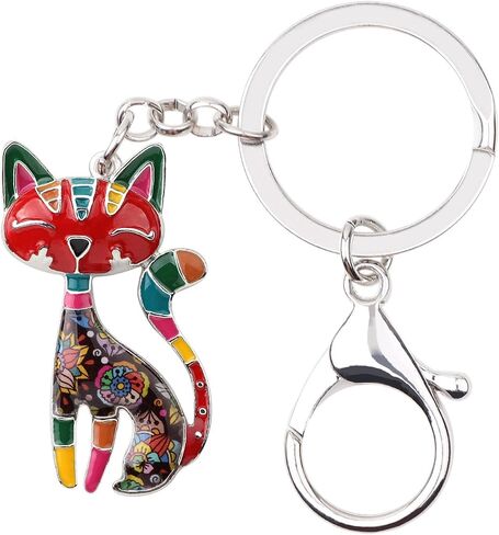 Fun Cute Cat Keychain Enamel Zinc Alloy Novelty Sitting Kitten Gifts for Women Girls Pets Keyring Car Key Bag Charms in Saudi Arabia