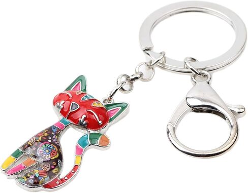 Fun Cute Cat Keychain Enamel Zinc Alloy Novelty Sitting Kitten Gifts for Women Girls Pets Keyring Car Key Bag Charms in Saudi Arabia