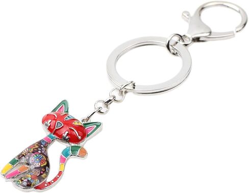 Fun Cute Cat Keychain Enamel Zinc Alloy Novelty Sitting Kitten Gifts for Women Girls Pets Keyring Car Key Bag Charms in Saudi Arabia