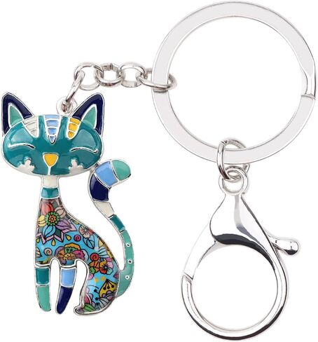 Fun Cute Cat Keychain Enamel Zinc Alloy Novelty Sitting Kitten Gifts for Women Girls Pets Keyring Car Key Bag Charms in Saudi Arabia