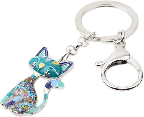 Fun Cute Cat Keychain Enamel Zinc Alloy Novelty Sitting Kitten Gifts for Women Girls Pets Keyring Car Key Bag Charms in Saudi Arabia