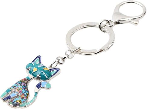 Fun Cute Cat Keychain Enamel Zinc Alloy Novelty Sitting Kitten Gifts for Women Girls Pets Keyring Car Key Bag Charms in Saudi Arabia