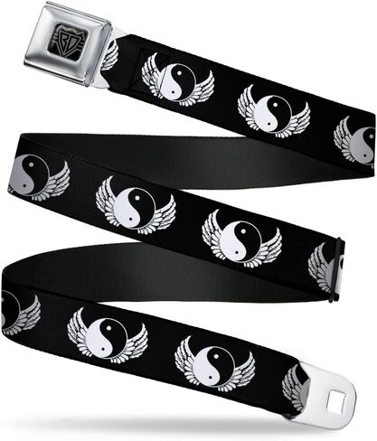 Buckle-Down Seatbelt Belt - Yin Yang w/Wings Black/White - 1.0" Wide - 20-36 Inches in Length in Saudi Arabia