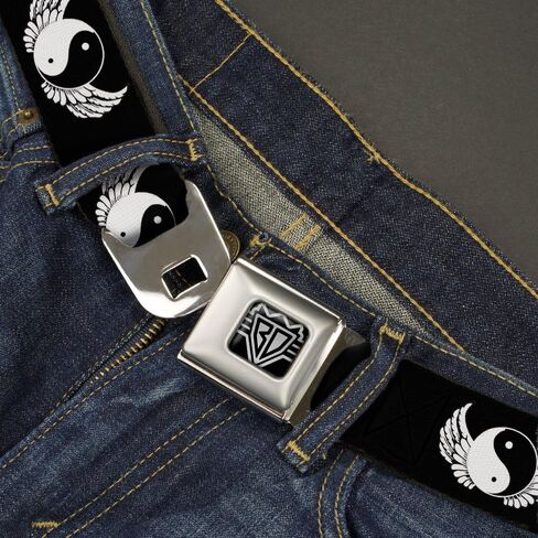 Buckle-Down Seatbelt Belt - Yin Yang w/Wings Black/White - 1.0" Wide - 20-36 Inches in Length in Saudi Arabia
