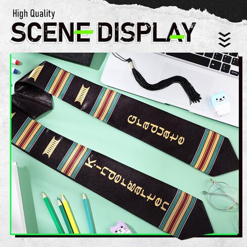 Jiuguva 2 Pcs Kindergarten Preschool Graduation Stole and Caps Set Child Size Kente Style Graduation Sash Hat with Tassel in Saudi Arabia
