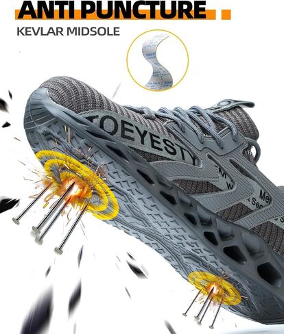 Steel Toe Sneakers for Men Women Lightweight Safety Sneakers Puncture Proof Slip On Comfortable Breathable Resistant Construction Shoe Size 6-13US in Saudi Arabia