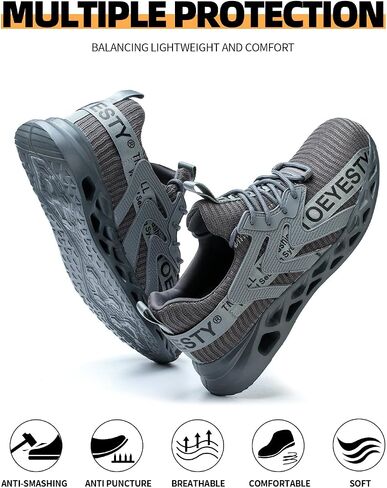 Steel Toe Sneakers for Men Women Lightweight Safety Sneakers Puncture Proof Slip On Comfortable Breathable Resistant Construction Shoe Size 6-13US in Saudi Arabia