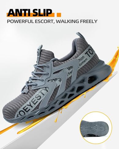 Steel Toe Sneakers for Men Women Lightweight Safety Sneakers Puncture Proof Slip On Comfortable Breathable Resistant Construction Shoe Size 6-13US in Saudi Arabia