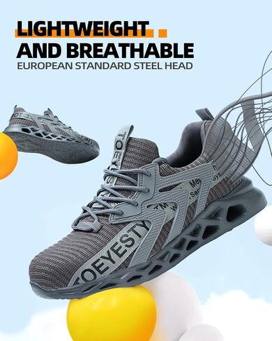 Steel Toe Sneakers for Men Women Lightweight Safety Sneakers Puncture Proof Slip On Comfortable Breathable Resistant Construction Shoe Size 6-13US in Saudi Arabia