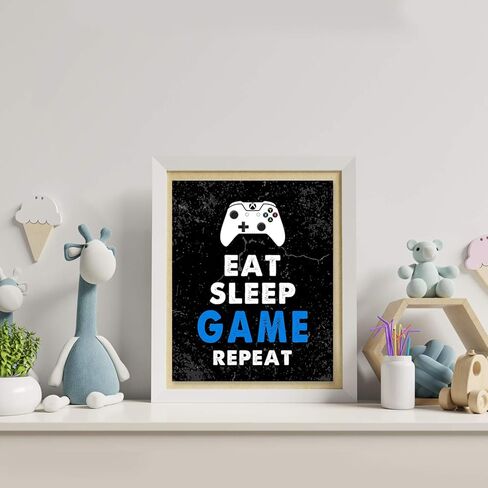 مجموعة ديكور ألعاب الفيديو مكونة من 4 قطع (8 × 10 بوصة)، ديكورات غرفة الأولاد لغرفة النوم، لوحة فنية جدارية للألعاب للأطفال الأولاد في غرفة اللعب، ديكور منزلي، لوحة فنية جدارية للاعب، غرفة نوم للمراهقين، غرفة ألعاب، بدون إطارات (أسود) in Kuwait