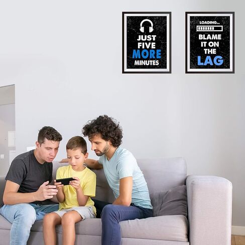 مجموعة ديكور ألعاب الفيديو مكونة من 4 قطع (8 × 10 بوصة)، ديكورات غرفة الأولاد لغرفة النوم، لوحة فنية جدارية للألعاب للأطفال الأولاد في غرفة اللعب، ديكور منزلي، لوحة فنية جدارية للاعب، غرفة نوم للمراهقين، غرفة ألعاب، بدون إطارات (أسود) in Kuwait