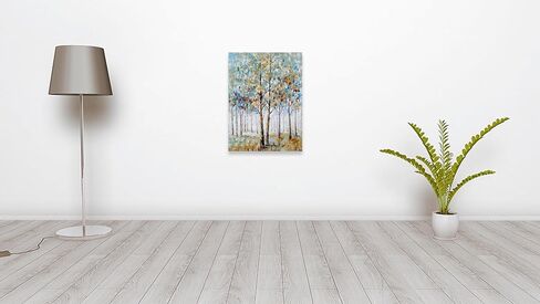 Tree Canvas Wall Art - Hand Painted Abstract Forest Painting for Modern Home Décor in Saudi Arabia